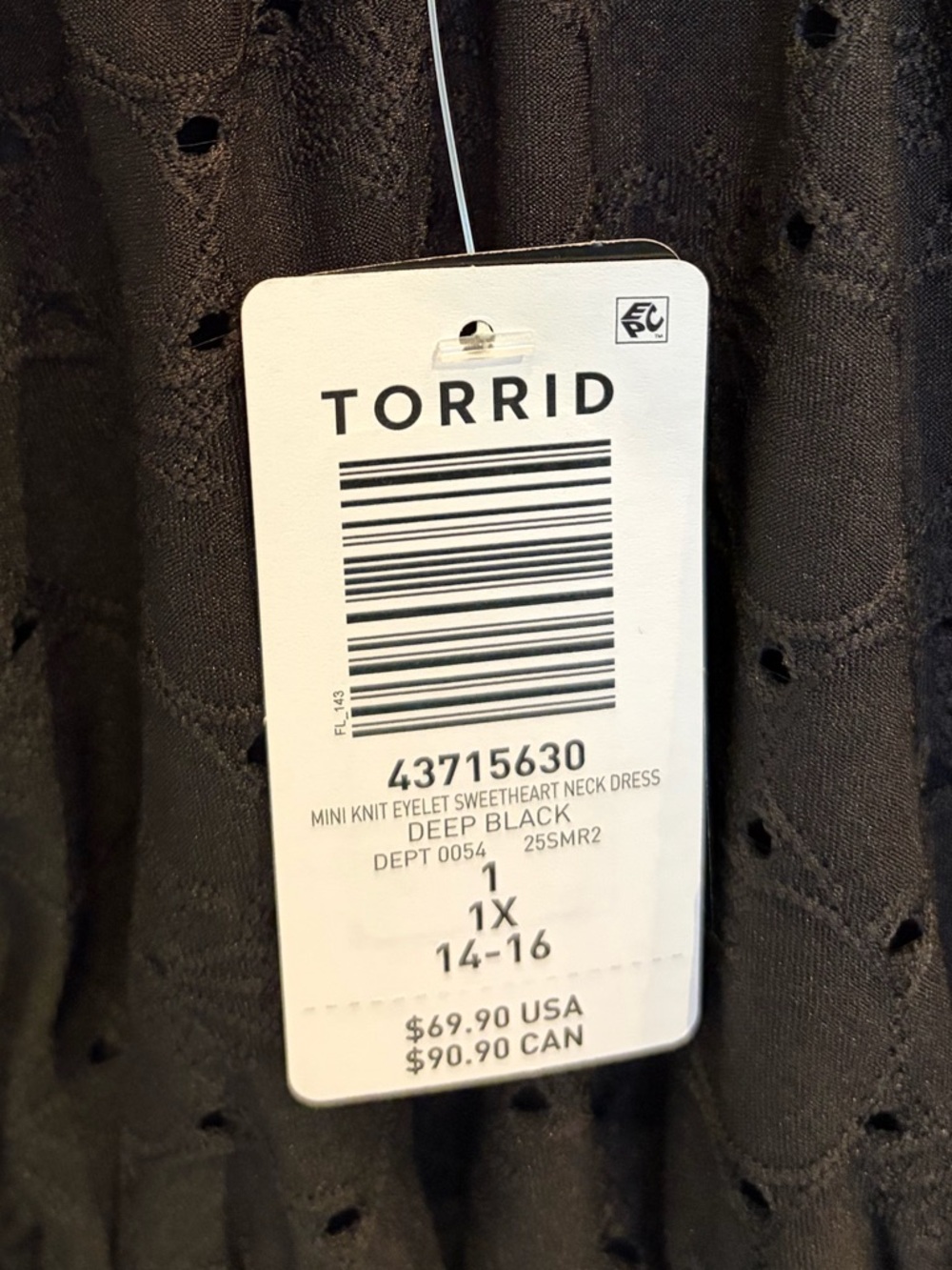 torrid Black Eyelet Smocked Waist Dress - Picture 3 of 6